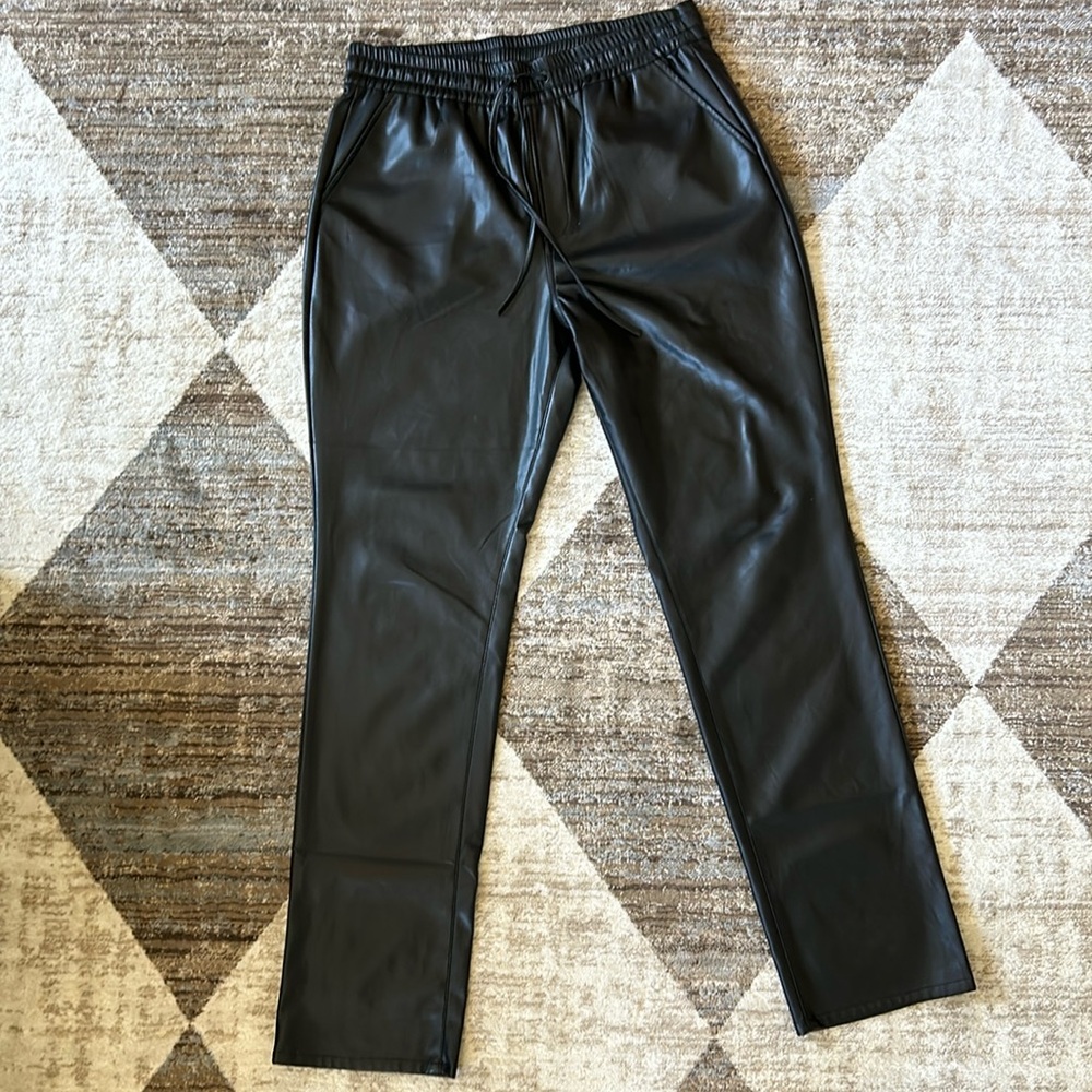 Good American straight leg faux leather pants